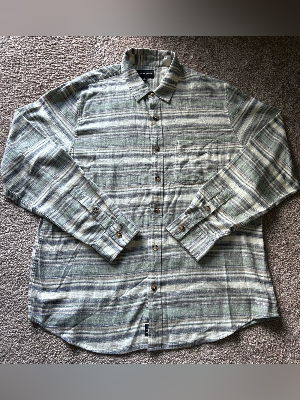 Lucky Brand Men’s San Gabriel Slub Stripe Button Up Shirt Size Large